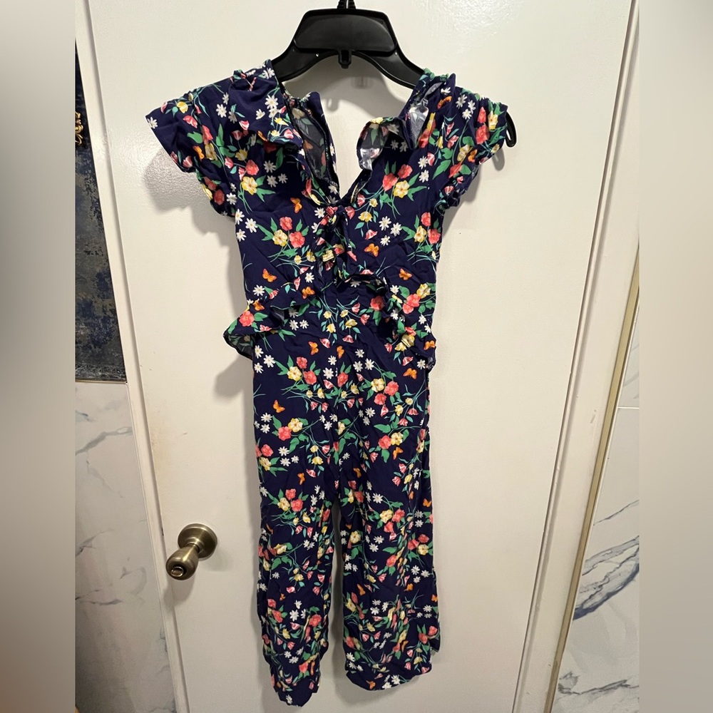 Girls Floral Blue jumpsuit size 8